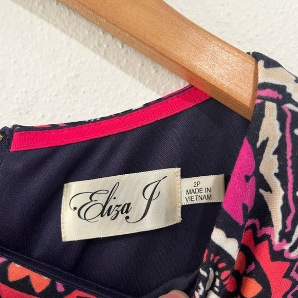 ELIZA J vibrant damask print sheath mini dress with back zipper size 2 petite - Picture 4 of 11